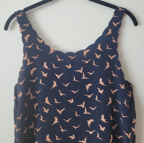 AX Paris Scalloped Neckline Bird Patterned Navy Cami Size S - Picture 11 of 12